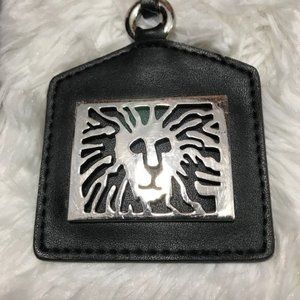 Anne Klein Genuine Leather Metal Lion Logo Purse Charm Luggage Tag